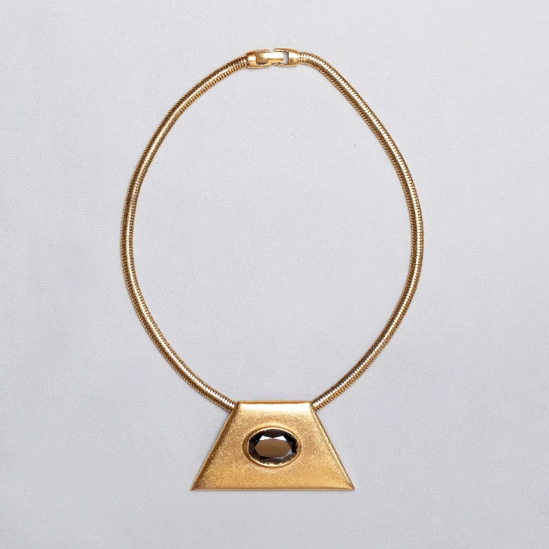 Ladies Necklaces for Office Shine-Vintage YSL Gold Chain Necklace with Matte Gold Pendant