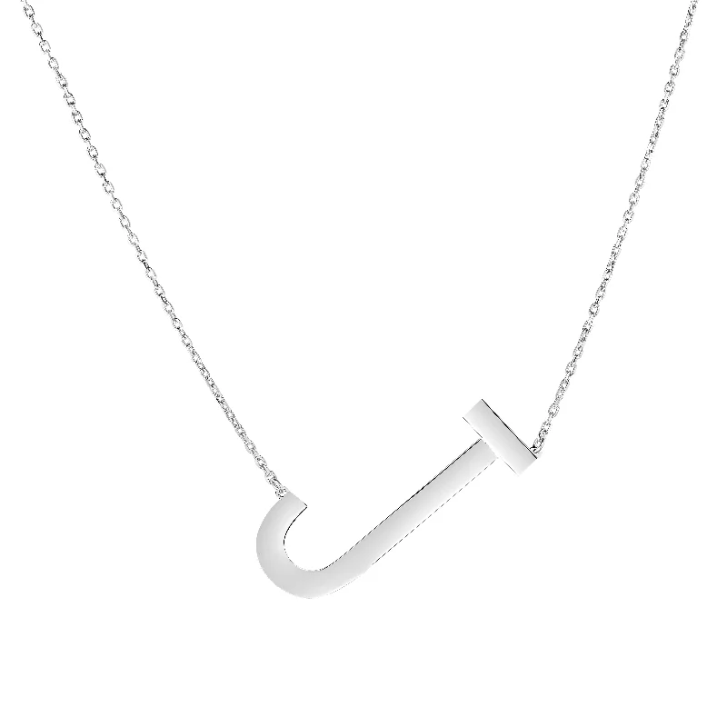 Ladies Necklaces for Chef Glow-Silver J Letter Necklace