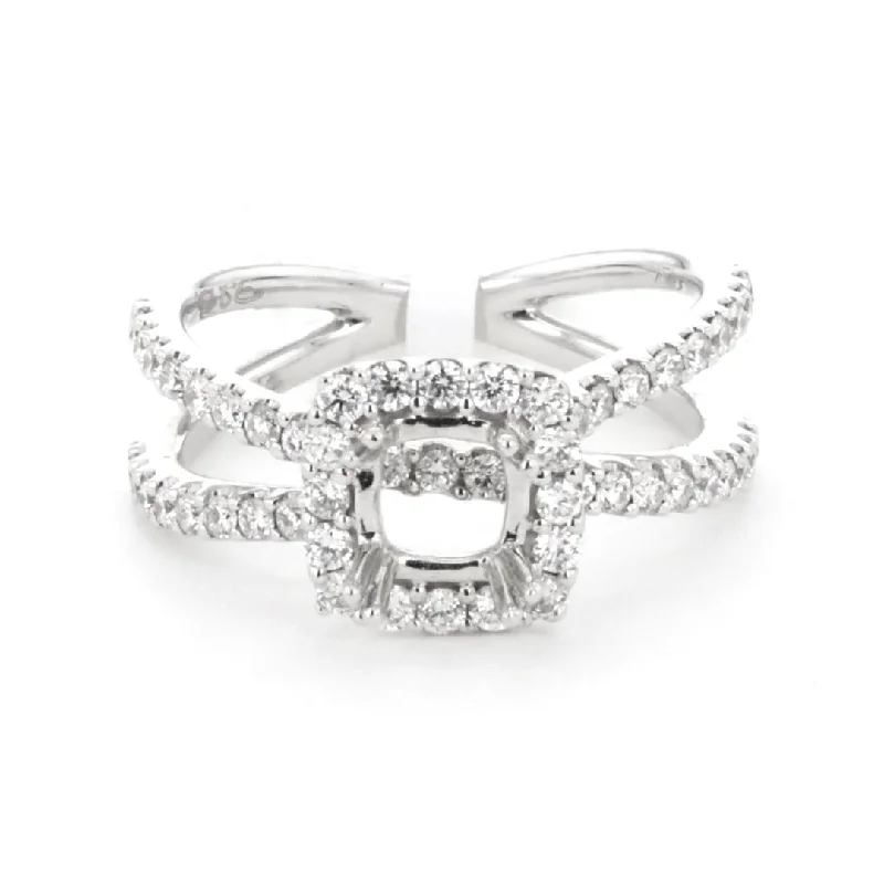 Ladies Couture Designer Engagement Rings -0.75 ctw Diamond Halo Engagement Ring