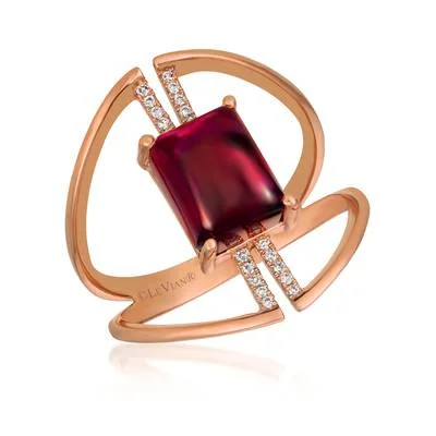 Ladies Rings for Daily Shine-Le Vian® 14K Strawberry Gold® Raspberry Rhodolite® and Vanilla Diamonds® Ring GECR 103