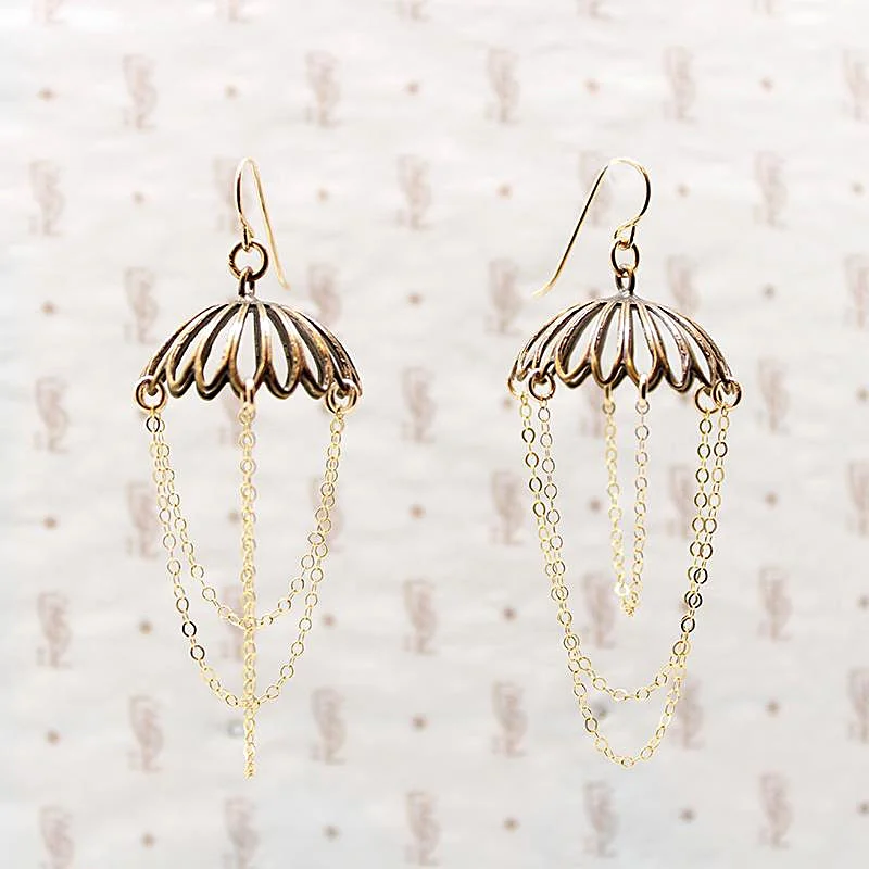 Ladies carefree boho earrings -Vintage Brass Chandelier Earrings by Brin