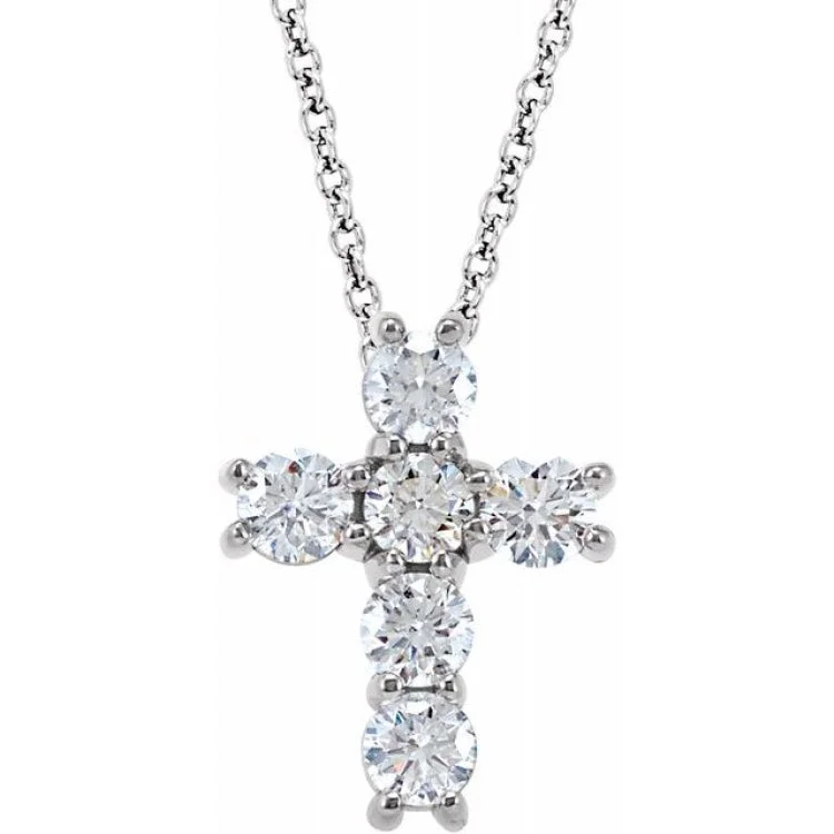 Ladies Necklaces with Cross Shine-14K White 3/4 CTW Natural Diamond Cross 18" Necklace