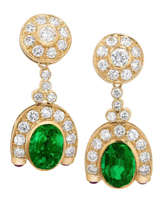 Ladies timeless vintage earrings -Emerald Drop Earrings, 6.00 Carats