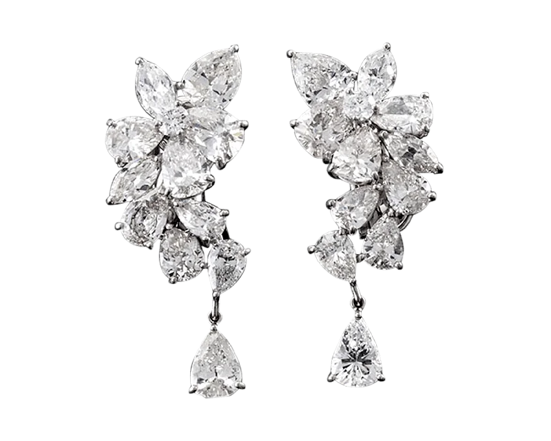 Ladies yoga calm earrings -Diamond Cluster Drop Earrings, 11.30 Carats