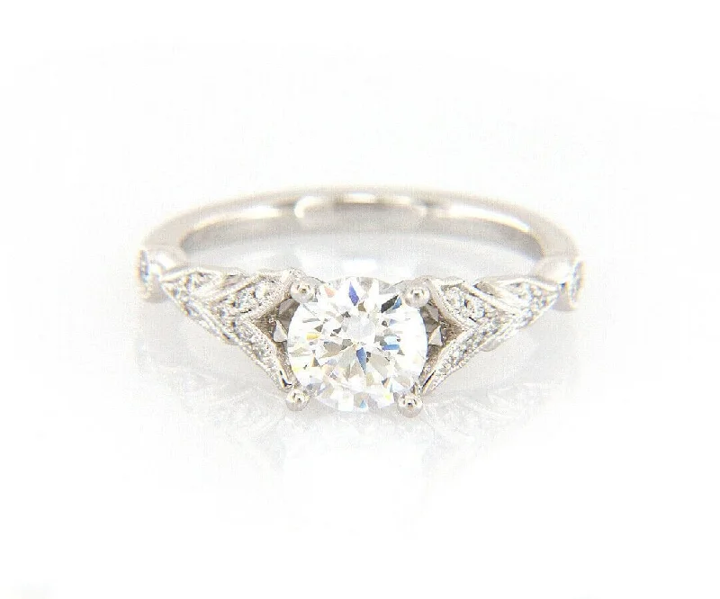 Ladies Rings with Grey Lawsonite-New Gabriel & Co. 0.26ctw Diamond Milgrain Semi Mount Ring in 14K