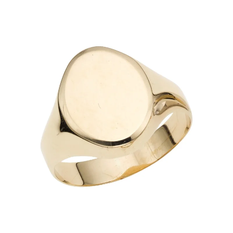 Ladies Rings with Filigree Shine-14K Yellow Gold Oval Polished Signet Ring R7068-07