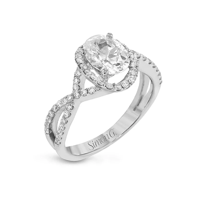 Ladies Asscher Charm Engagement Rings -0.42 ctw Diamond Halo Engagement Ring