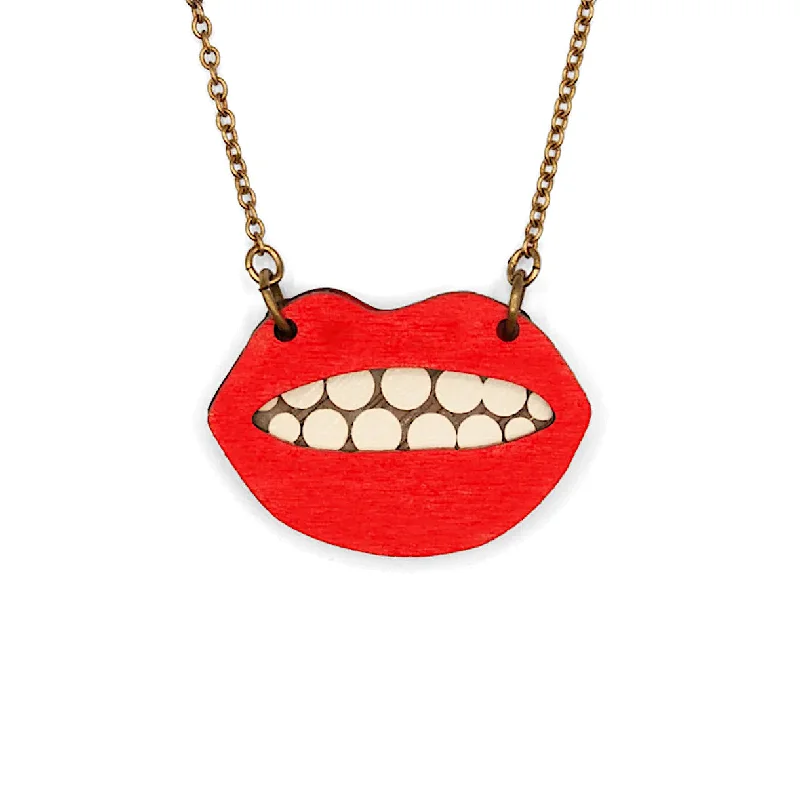 Ladies Necklaces for Night Glow-Red Lips Necklace