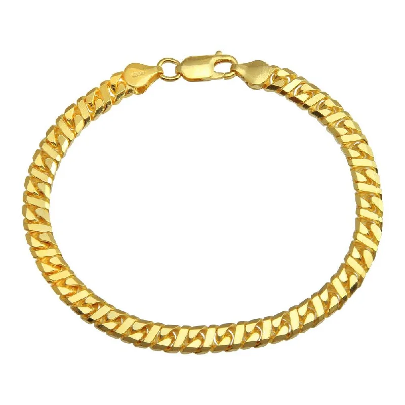 Ladies Bracelets in Warm Gold-925 Sterling Gold Plated Dollar Miami Cuban Bracelet 5.8mm - VGB13