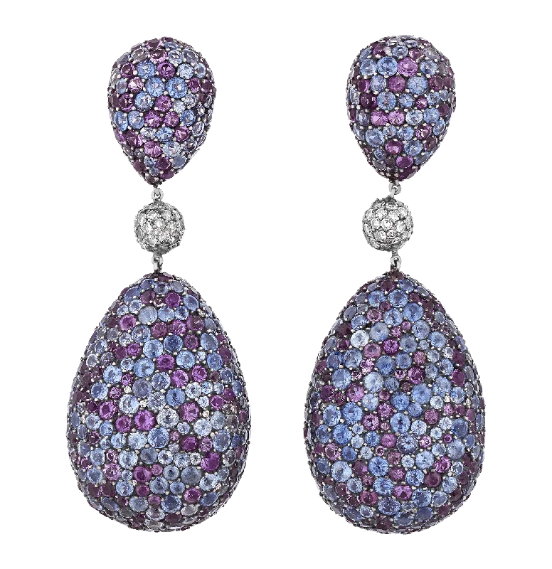 Ladies exotic eastern earrings -JAR Sapphire, Amethyst and Diamond Earrings