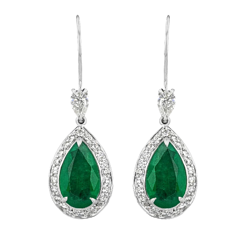 Ladies forest hush earrings -Emerald Earrings, 3.80 Carats