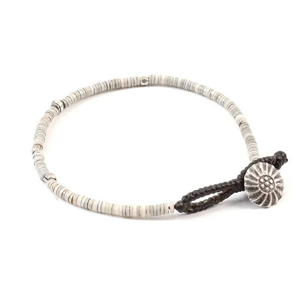 Ladies Bracelets with Oval Spark-PHADUA / Shell Beads / Wax Cord Bracelet