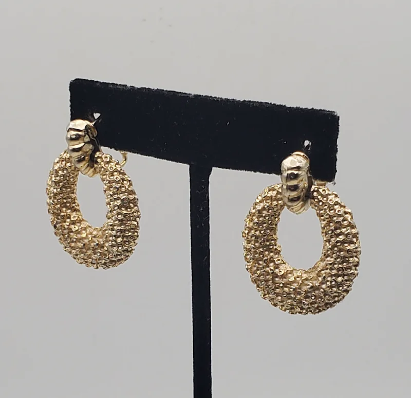 Ladies hopeful light earrings -Vintage Gold Tone Door Knocker Earrings