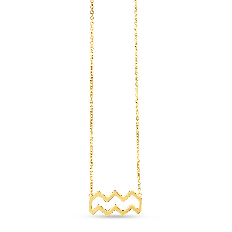 Ladies Necklaces with White Colemanite-14K Gold Aquarius Necklace