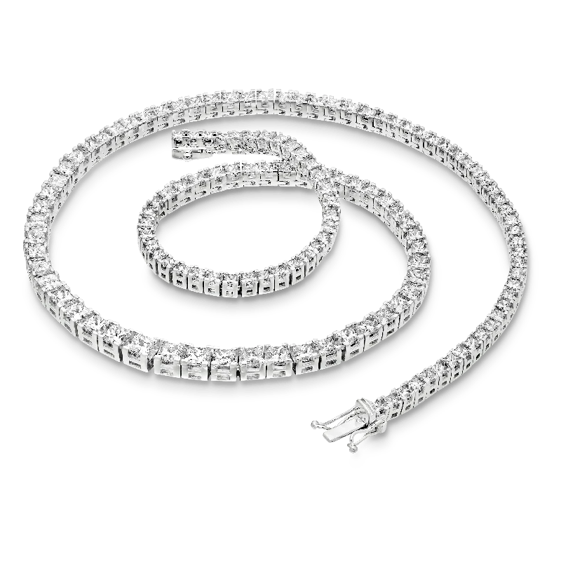 Ladies Necklaces Braided Spark-Portia 18ct White Gold Graduated Claw Set Princess Cut Diamond Necklace