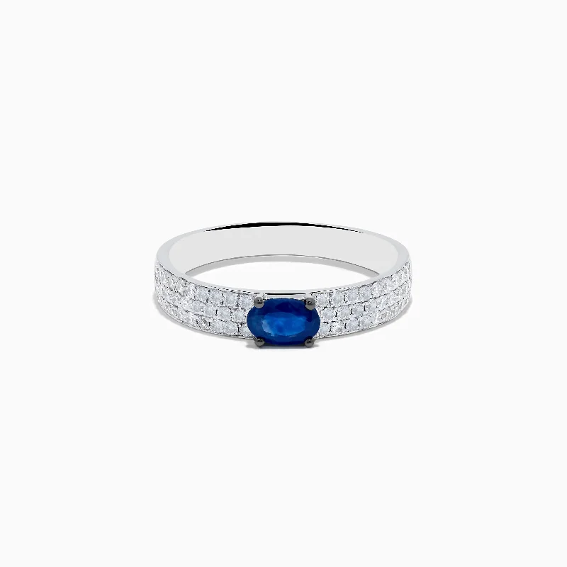 Ladies Rings for Nurse Spark-Royal Bleu 14K White Gold Sapphire and Diamond Ring