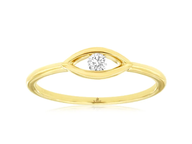 Ladies Rings Multi Spark-Yellow Gold Diamond Evil Eye Ring