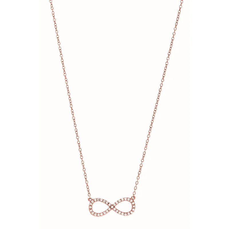 Ladies Necklaces with Stellar Gems-Silver 18"" Pave CZ Infinity Necklace