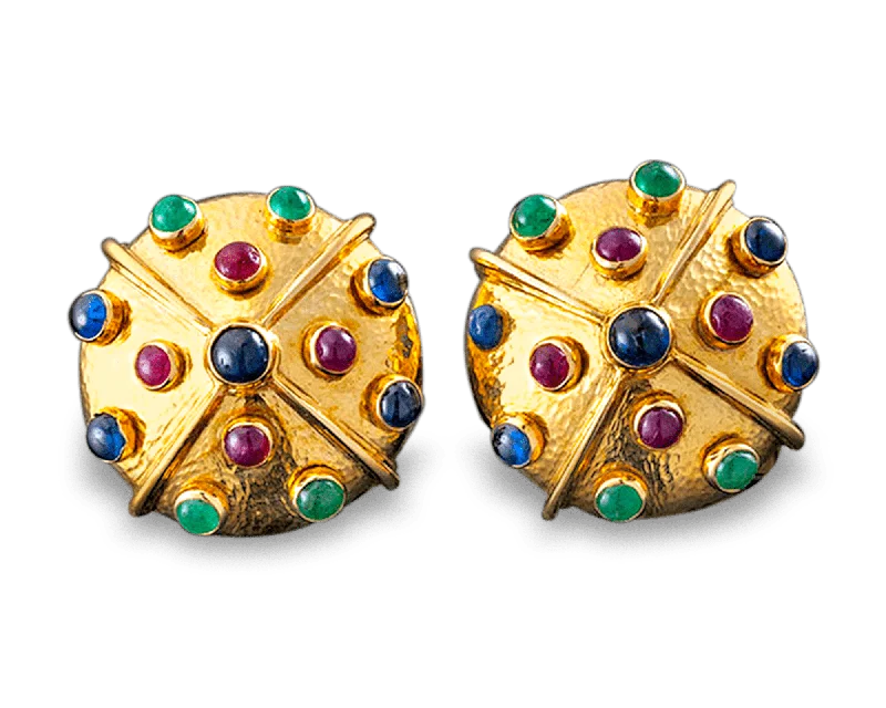 Ladies lunar whisper earrings -David Webb Multi-Color Gemstone Earrings