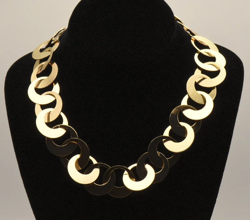 Ladies Necklaces Artistic Shine-Gold Tone Hoop Link Chain Necklace