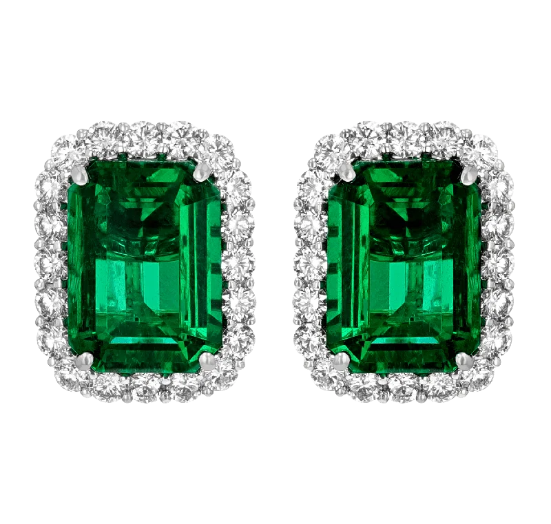 Ladies thick statement earrings -Zambian Emerald Earrings, 8.11 Carats