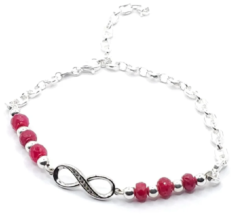 Ladies Bracelets for Date Shine-RUBY INFINITY MINIMALIST BRACELET