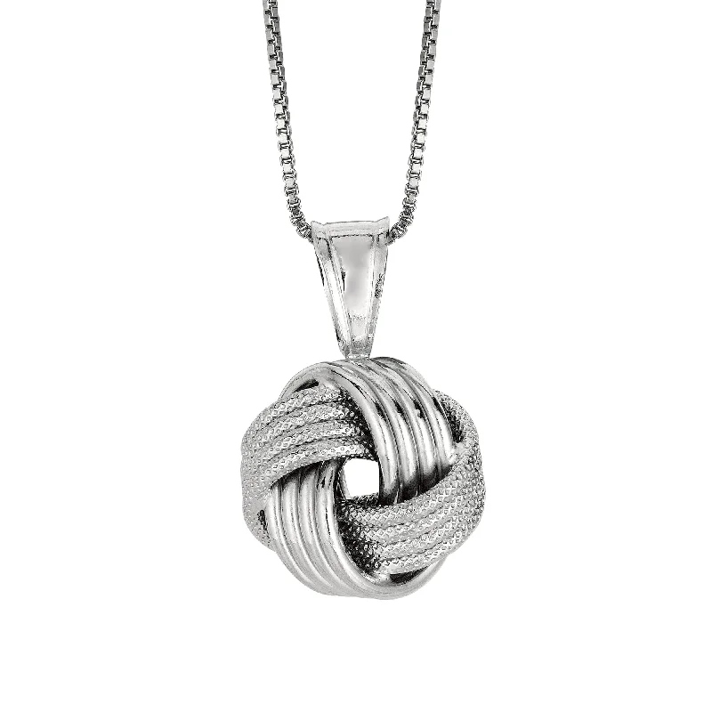 Ladies Necklaces with Crystal Shine-Silver Multirow Love Knot Necklace