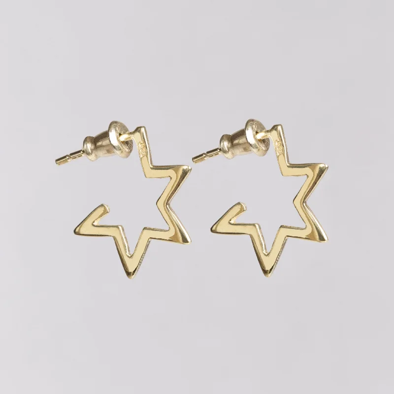 Ladies dainty stud earrings -Star Hoop Earrings