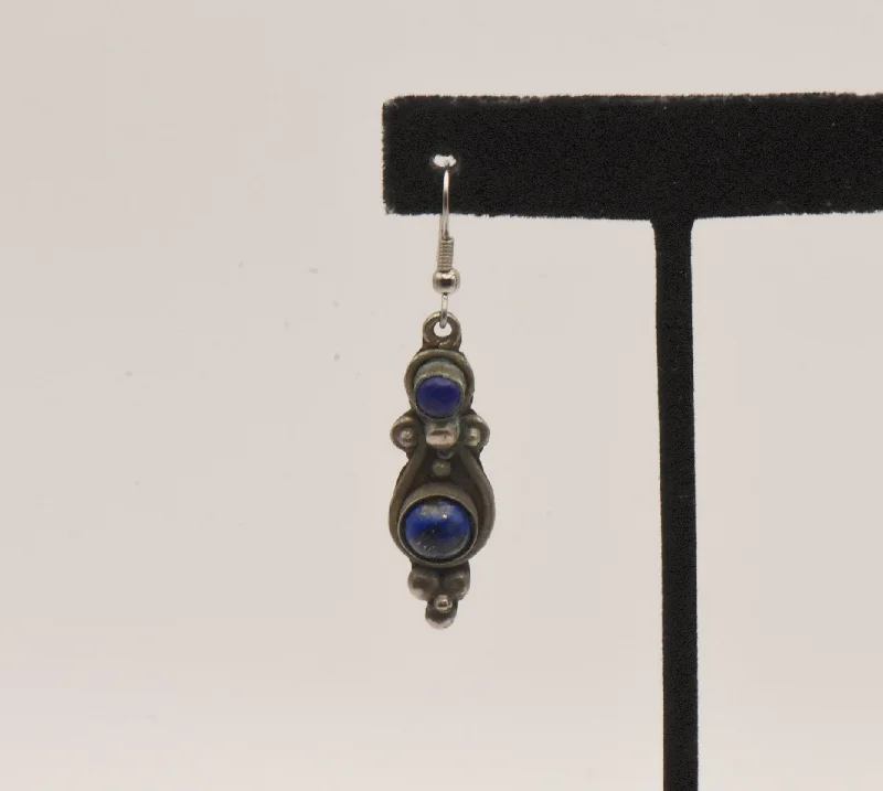 Ladies shadowy black earrings -UNMATCHED Vintage Lapis Lazuli Dangle Earring