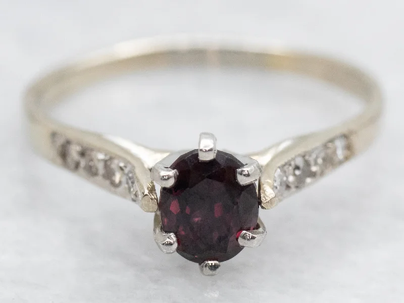 Ladies Fair Trade Engagement Rings -Plum Ruby and Diamond Engagement Ring