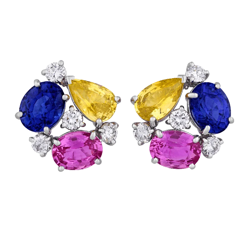 Ladies energy surge earrings -Oscar Heyman Multicolor Sapphire Earrings