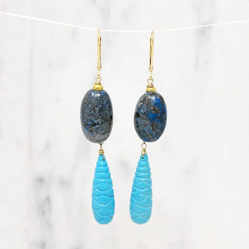 Ladies glamorous party earrings -Shades of Blue Turquoise & Sodalite Earrings by brunet