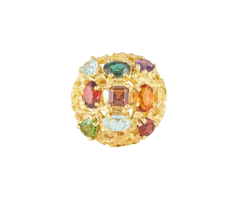 Ladies Rings for Love Shine-H Stern Multi Gemstone Nugget Style Ring in 18K