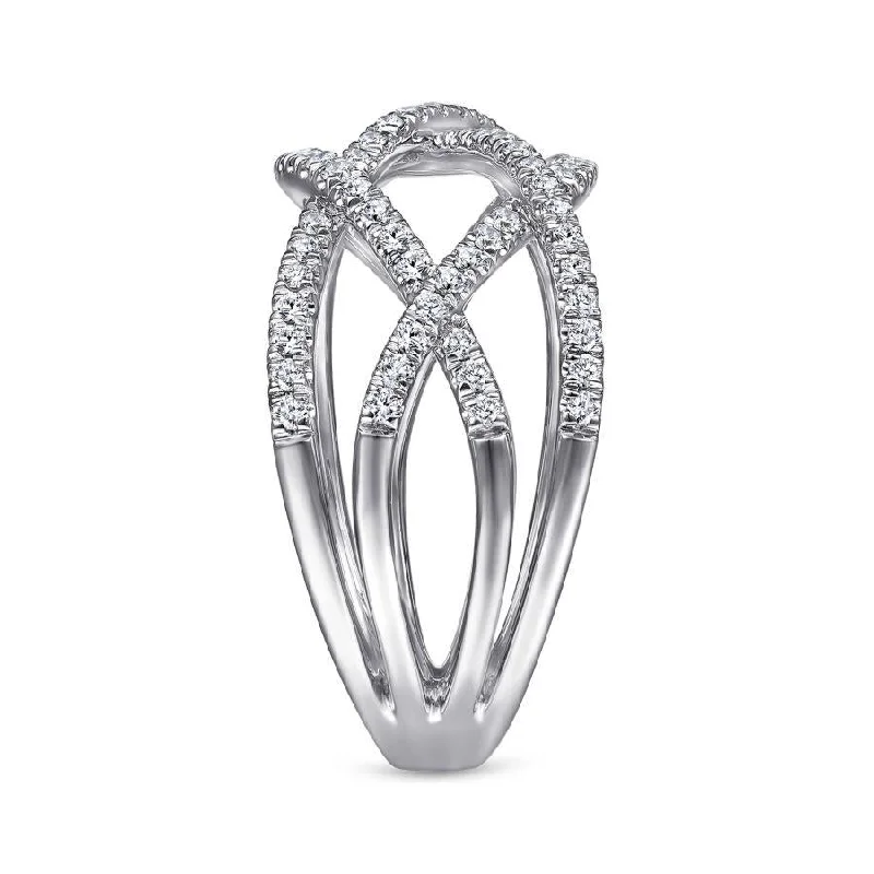 Ladies Rings Timeless Glow-Gabriel & Co. - LR51503W45JJ - 14K White Gold Layered Grid Diamond Ring