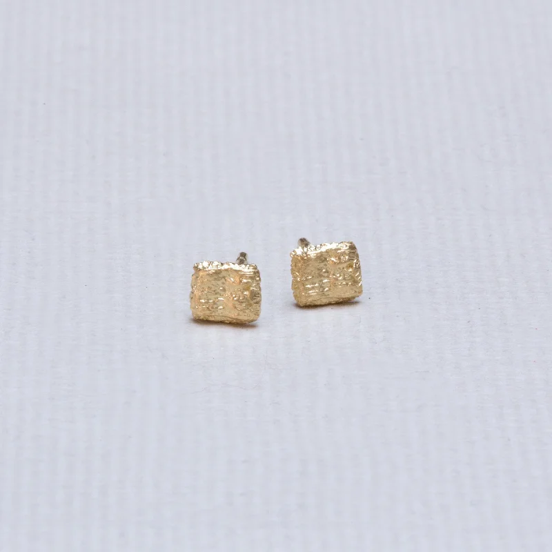 Ladies slender dangle earrings -18ct Gold Square Stud Earrings