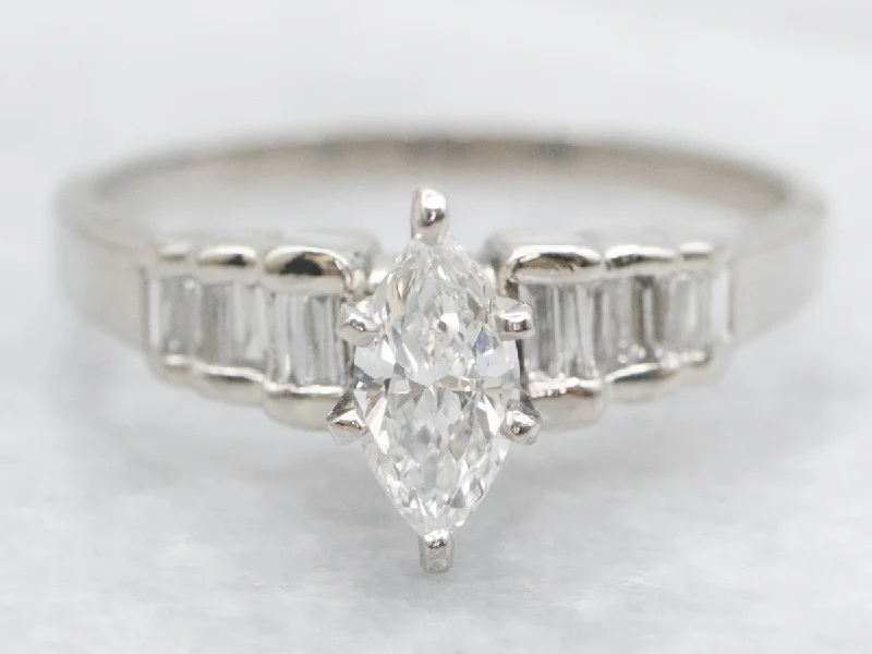 Ladies Future Gleam Engagement Rings -Marquise Cut Diamond Engagement Ring