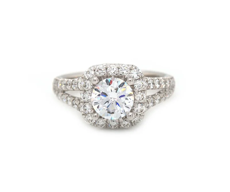 Ladies Rings in Rose Spark-New Gabriel & Co. Diamond Halo Split Shank Semi Mount Ring in 14K