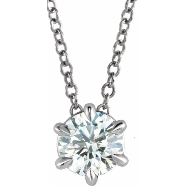 Ladies Necklaces with Pink Tourmaline-14K White 1 CT Lab-Grown Diamond Solitaire 16-18" Necklace