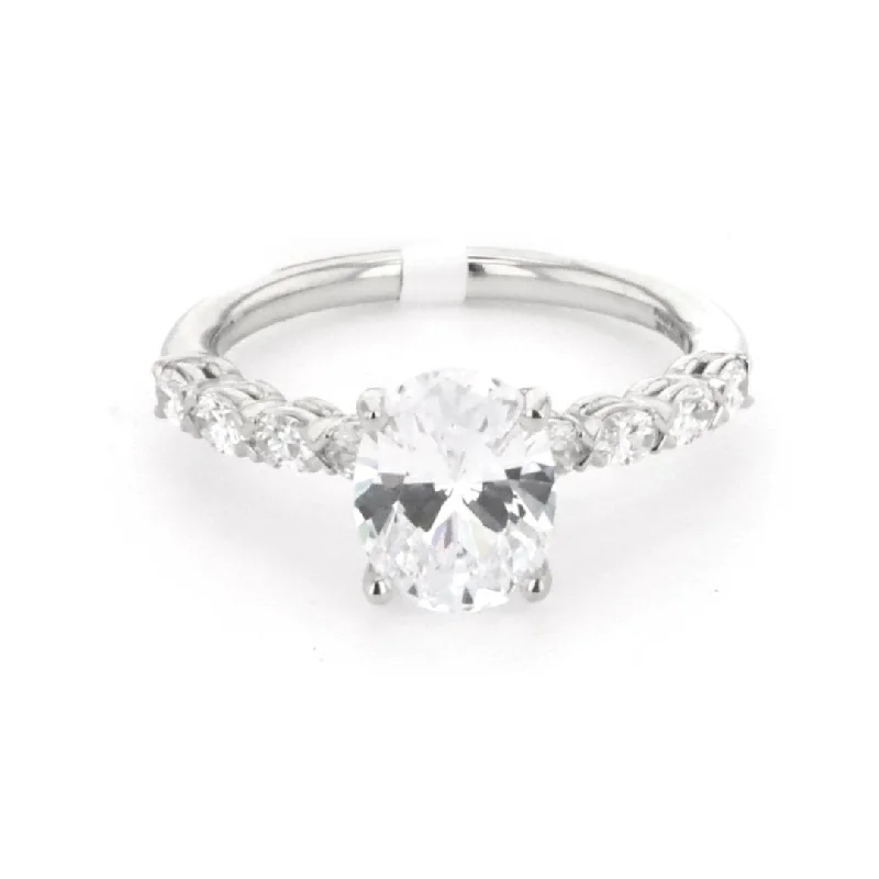 Ladies Pave Set Engagement Rings -0.44 ctw Diamond Solitaire Engagement Ring