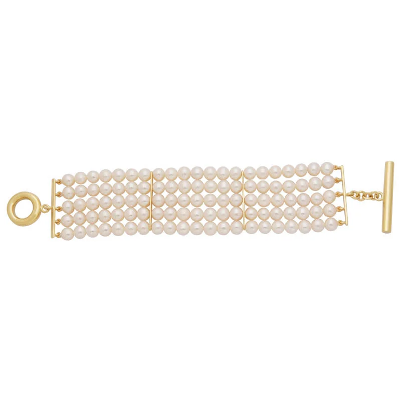 Ladies Bracelets with Bead Shine-Bead Bracelet- Fresh Water Pearl with 18K Toggle Lock