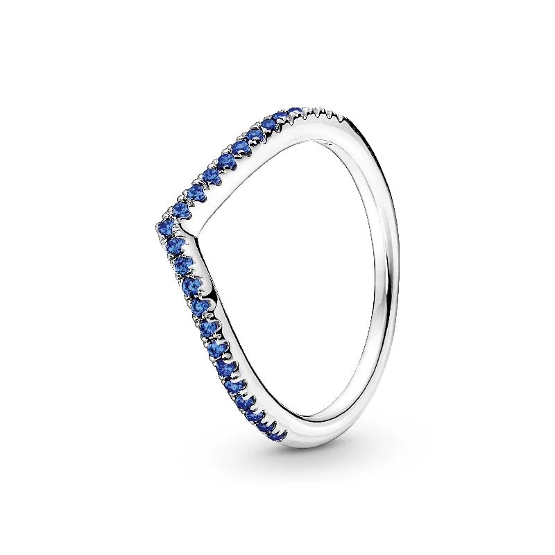 Ladies Rings for Casual Shine-Pandora Timeless Wish Sparkling Blue Ring