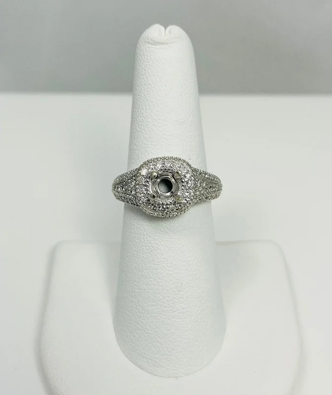 Ladies Bright Sterling Engagement Rings -Stunning Natural Diamond 14k White Gold Engagement Ring Mount