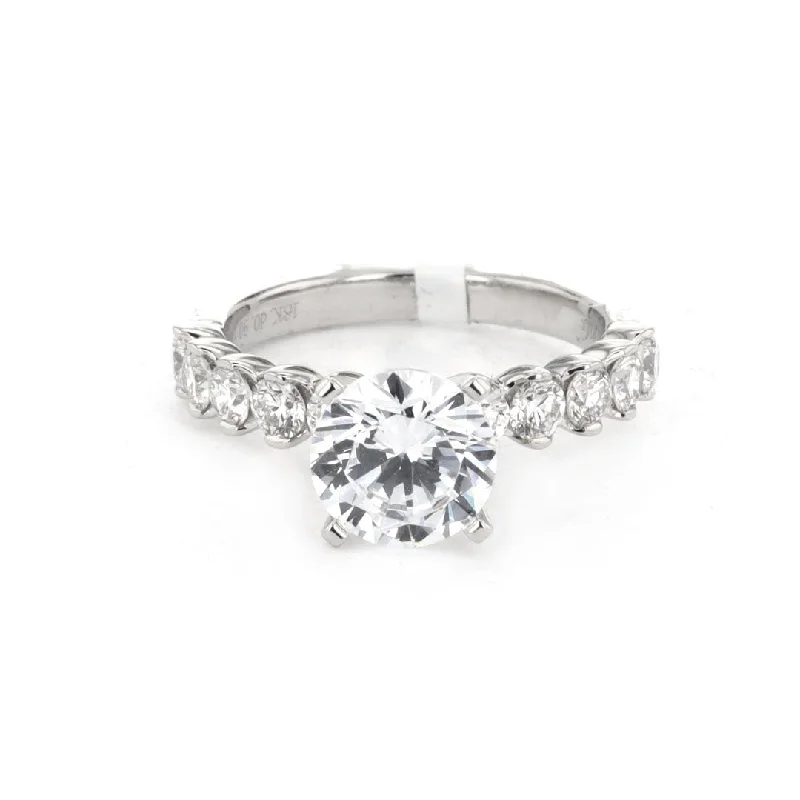 Ladies Shimmering Silver Engagement Rings -0.90 ctw Diamond SOlitaire Engagement Ring