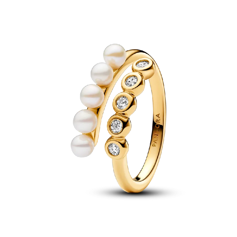 Ladies Rings Unique Shine-Treated Freshwater Cultured Pearls & Stones Open Ring