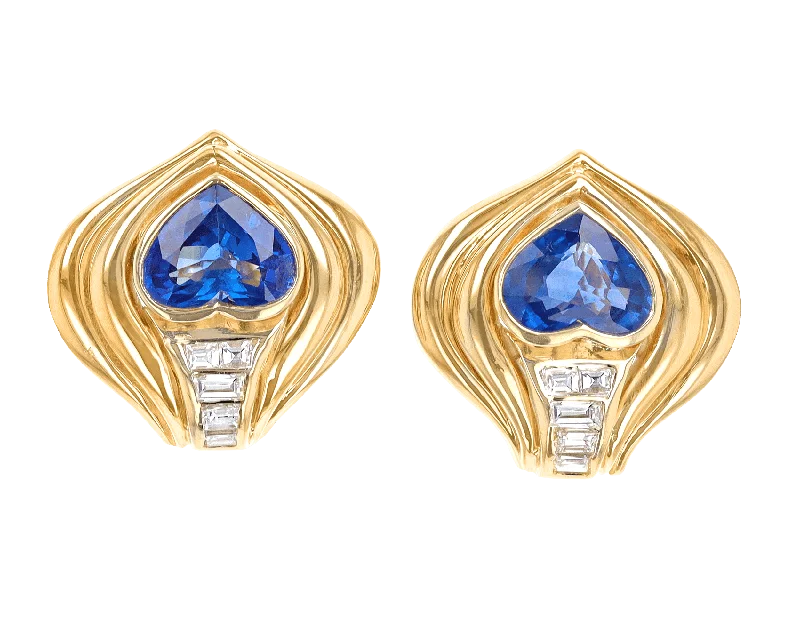 Ladies zirconia brilliance earrings -Sapphire and Diamond Earrings