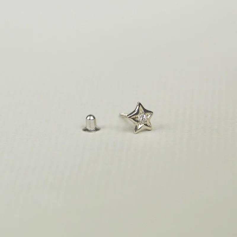 Ladies everlasting wear earrings -Diamond Star Cartilage Earring in White Gold