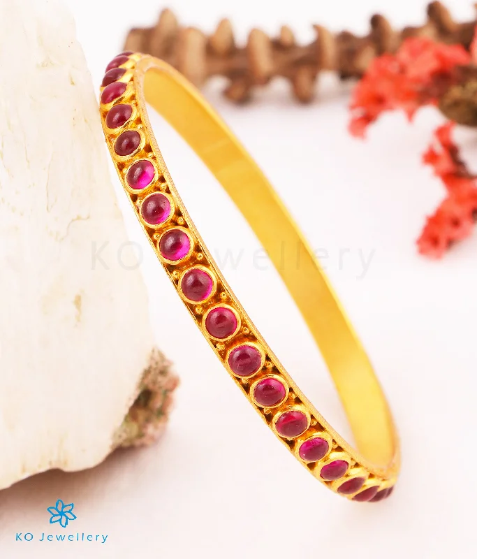 Ladies Bracelets Multi Spark-The Divya Silver Kempu Bangle(Size 2.2/2.6/2.8)