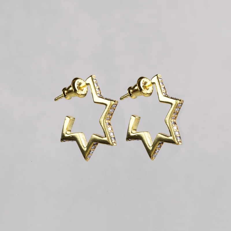 Ladies nature’s breath earrings -Crystallised Star Hoop Earrings