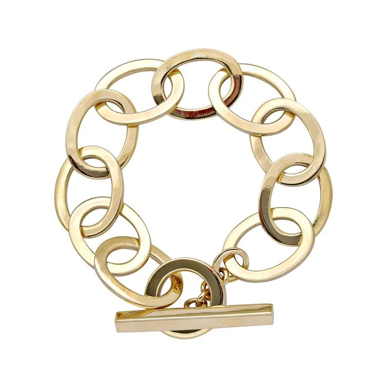 Ladies Bracelets with Teardrop Spark-Toggle Bracelet - Gold  (2146G)