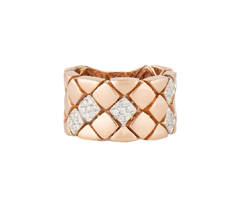 Ladies Rings Curved Shine-Piero Milano 0.32ctw Diamond Geometrical Woven Flex Ring in 18K